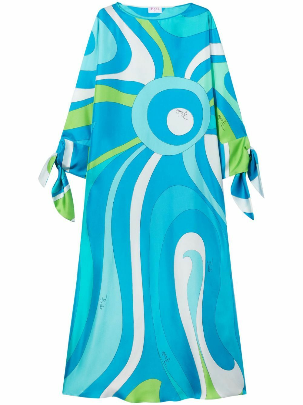 PUCCI Blue Marmo Silk Kaftan Dress Emilio Pucci