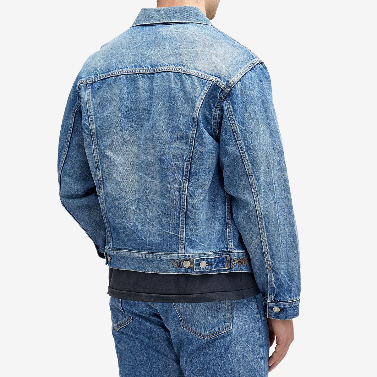 Uniform Experiment Men's Denim Trucker Jacket in Indigo