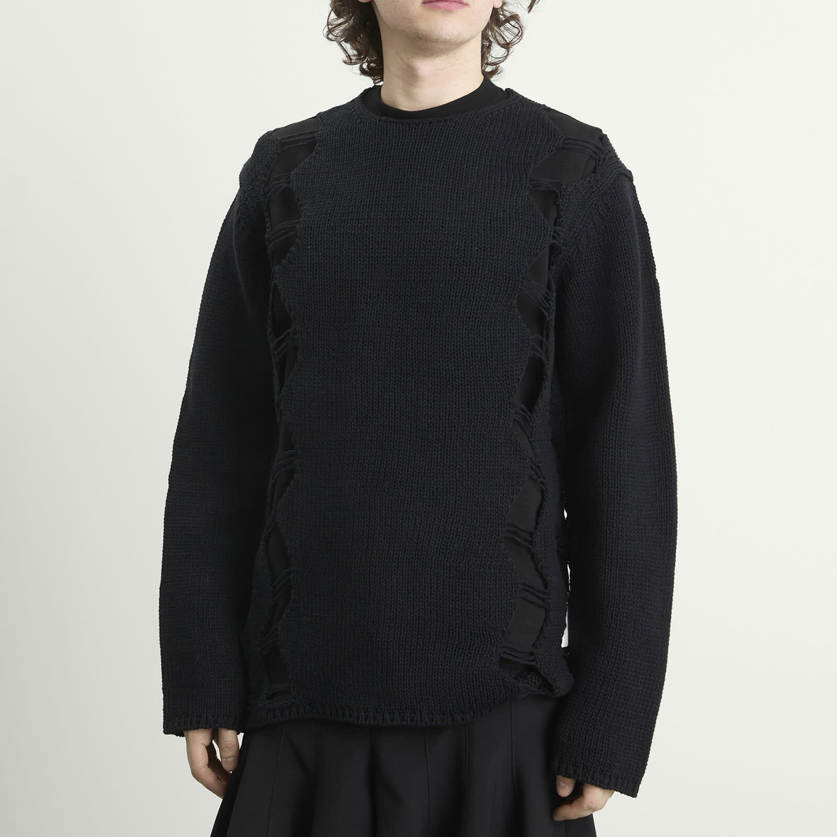 Comme des Garçons Homme Plus Men's Lily-Yarn Long Sleeve Jersey in Black