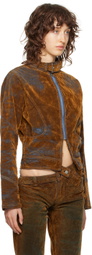 Masha Popova Brown Flocked Denim Jacket