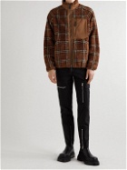 Burberry - Twill-Panelled Checked Fleece Jacket - Brown
