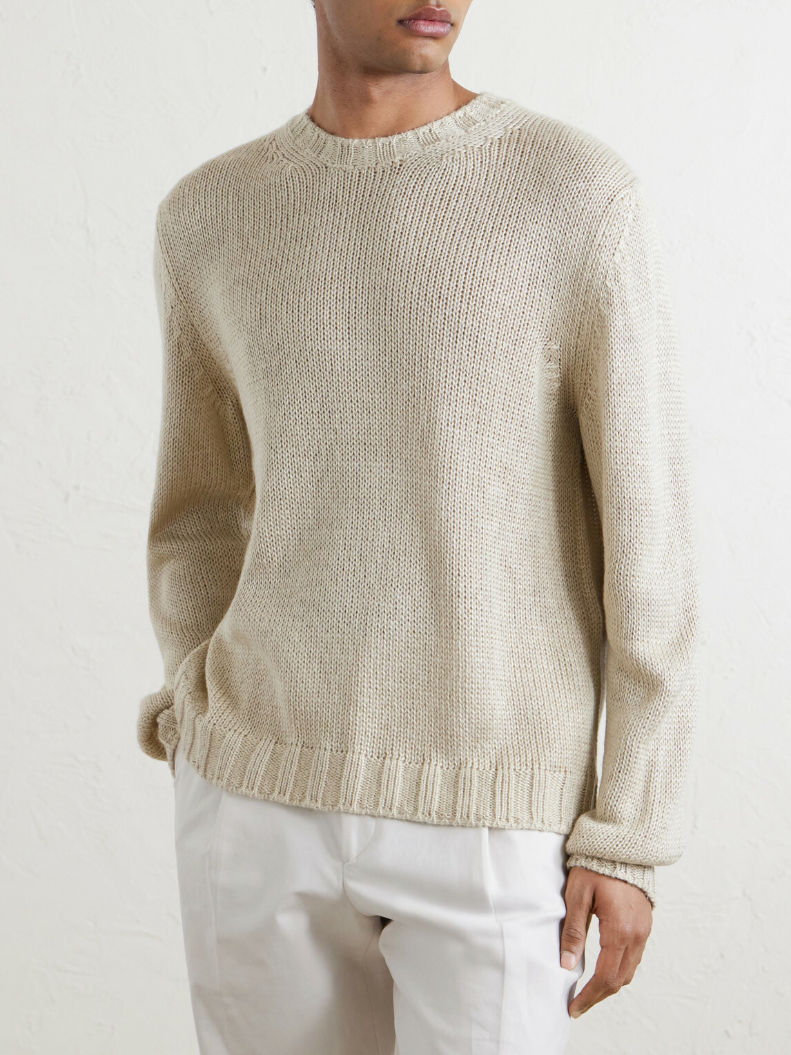 Saman Amel - Gio Slim-Fit Silk Sweater - Neutrals