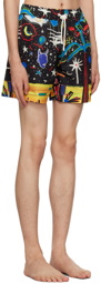 Palm Angels Black Graphic Swim Shorts