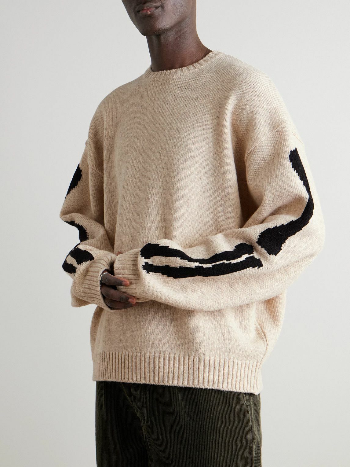 KAPITAL - Oversized Intarsia Wool Sweater - Neutrals KAPITAL