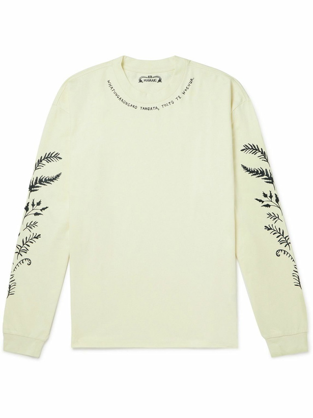 Photo: MANAAKI - Proverb Oversized Printed Cotton-Jersey T-Shirt - Neutrals