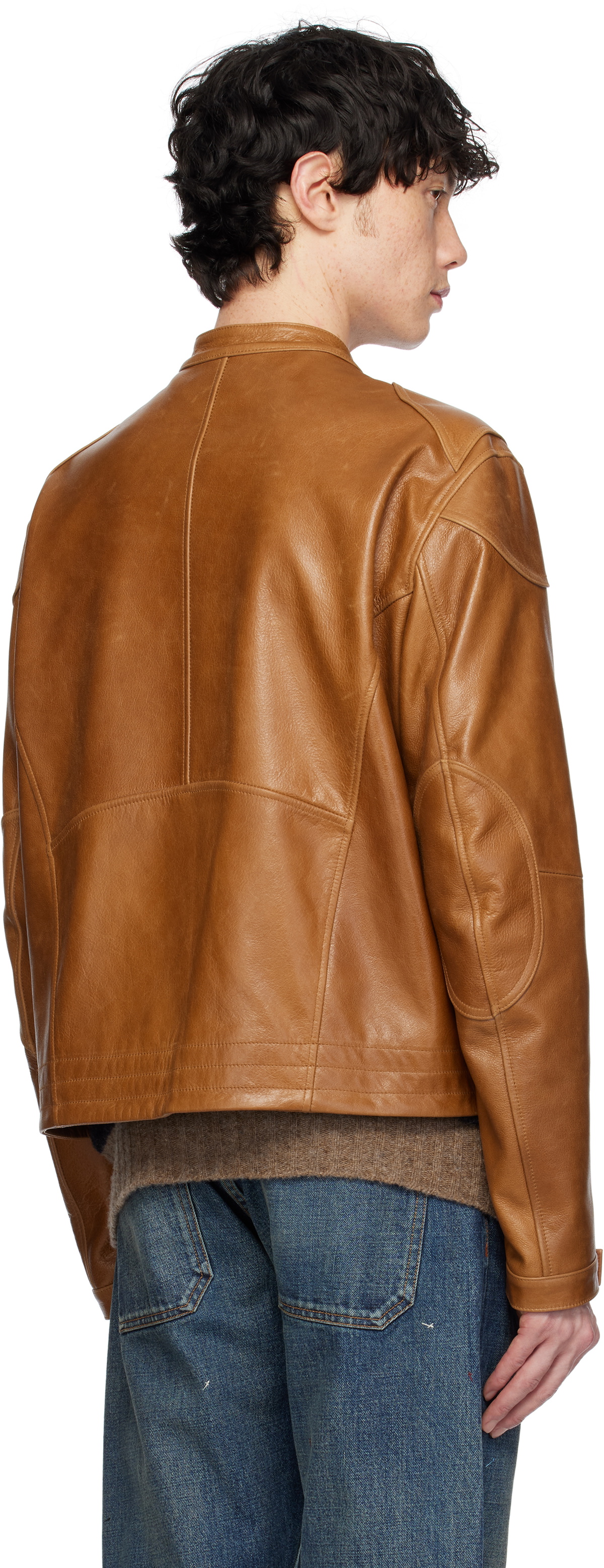 AFTER PRAY Tan Mavericks Motorcycle Leather Jacket