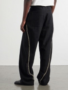 Kartik Research - Sultan Straight-Leg Embroidered Wool Trousers - Black