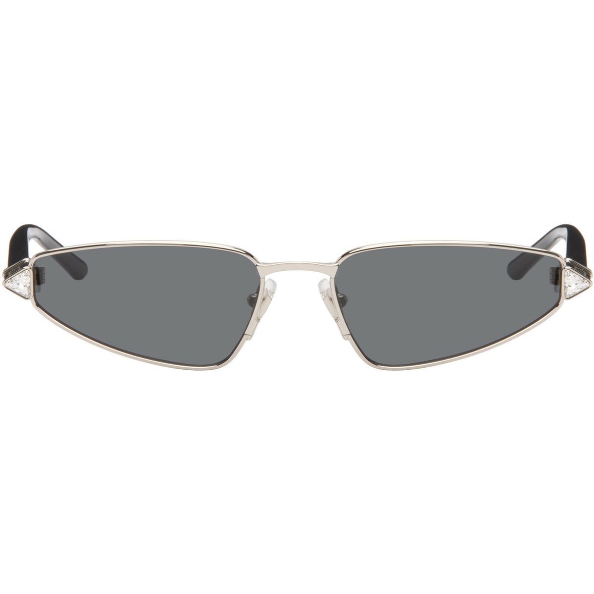 Valentino Silver & Black Metal Cat-Eye Sunglasses
