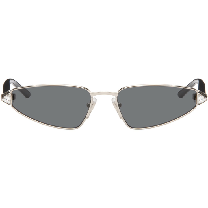 Photo: Valentino Silver & Black Metal Cat-Eye Sunglasses