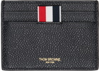 Thom Browne Black Pebbled Leather Card Holder