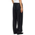 ssstein Black Wool Silk Drawstring Easy Trousers