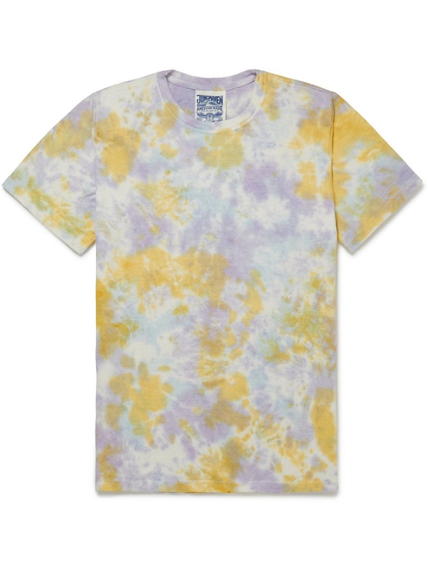 Photo: Jungmaven - Baja Tie-Dyed Hemp and Organic Cotton-Blend Jersey T-Shirt - Yellow