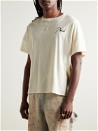 Rhude - Logo-Embroidered Cotton-Jersey T-Shirt - Neutrals