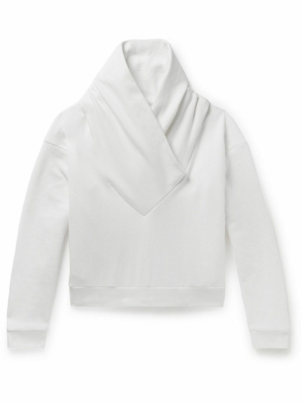 Photo: SAINT LAURENT - Shawl-Collar Cotton-Jersey Sweatshirt - White