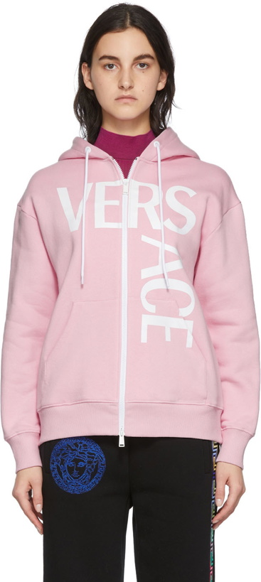 Photo: Versace Pink Logo Zip Hoodie