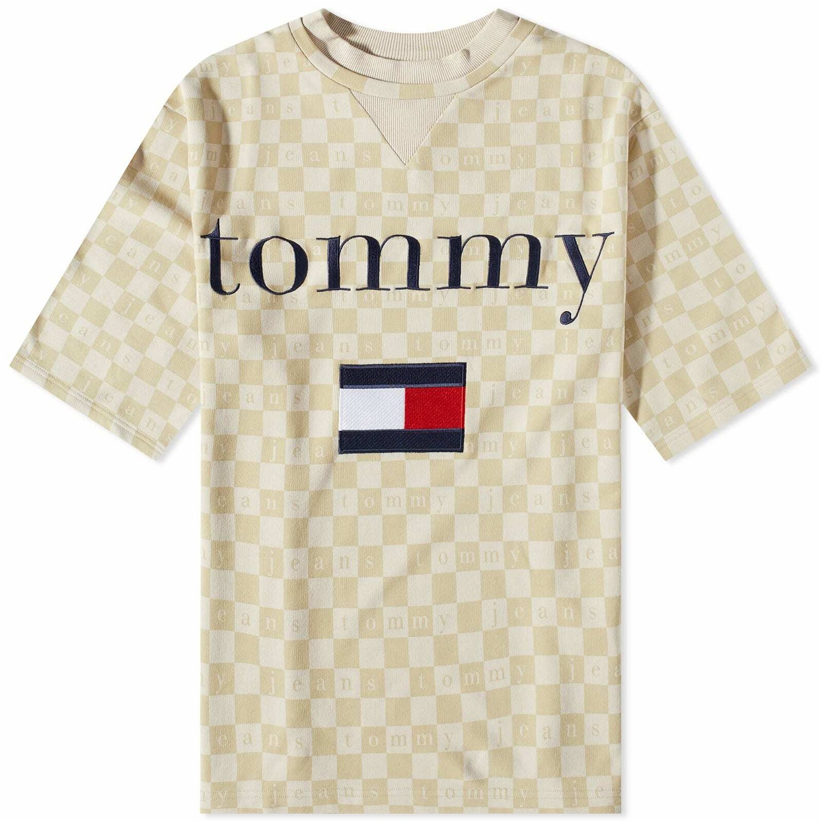 Tommy Jeans Men\'s TJCU Sueded Sweat T-Shirt in Classic Beige Tommy Jeans