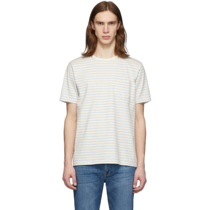 Photo: Frame White and Blue Stripe Pocket T-Shirt