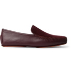 Manolo Blahnik - Mayfair Leather and Suede Driving Shoes - Burgundy