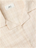 Mr P. - Camp-Collar Checked Cotton-Blend Seersucker Shirt - Neutrals