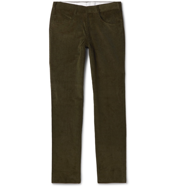 Photo: Anderson & Sheppard - Slim-Fit Cotton-Corduroy Trousers - Green