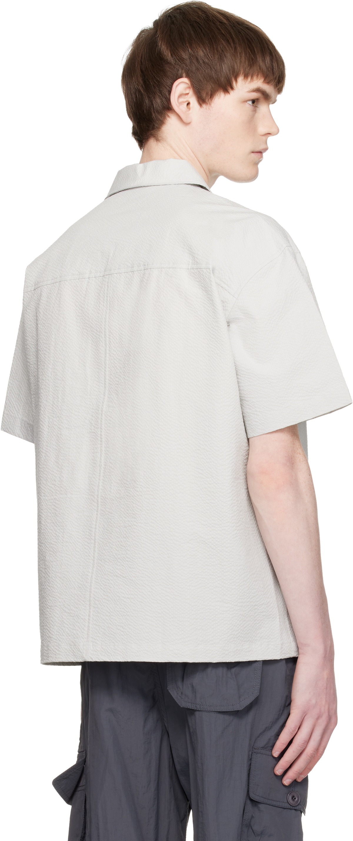 COOR Gray Panel Line Camp Collar Half Shirt