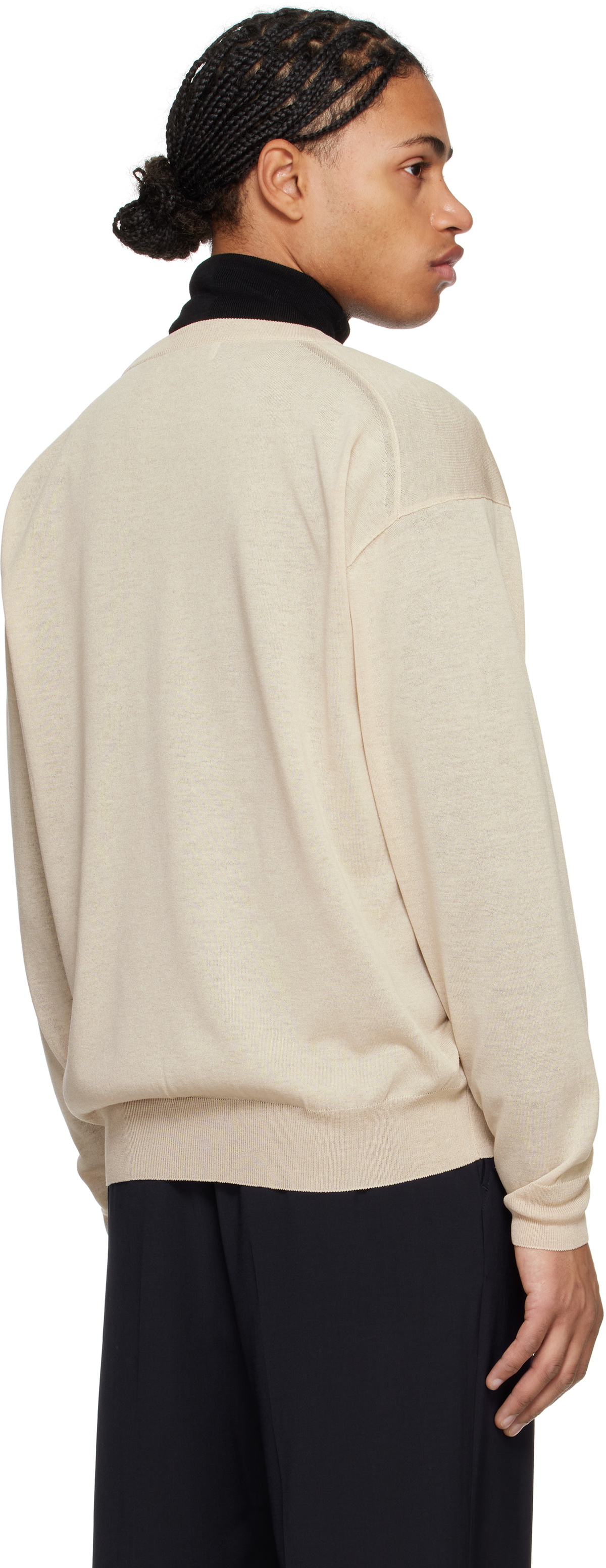 LE17SEPTEMBRE Beige Sheer Crewneck Cardigan