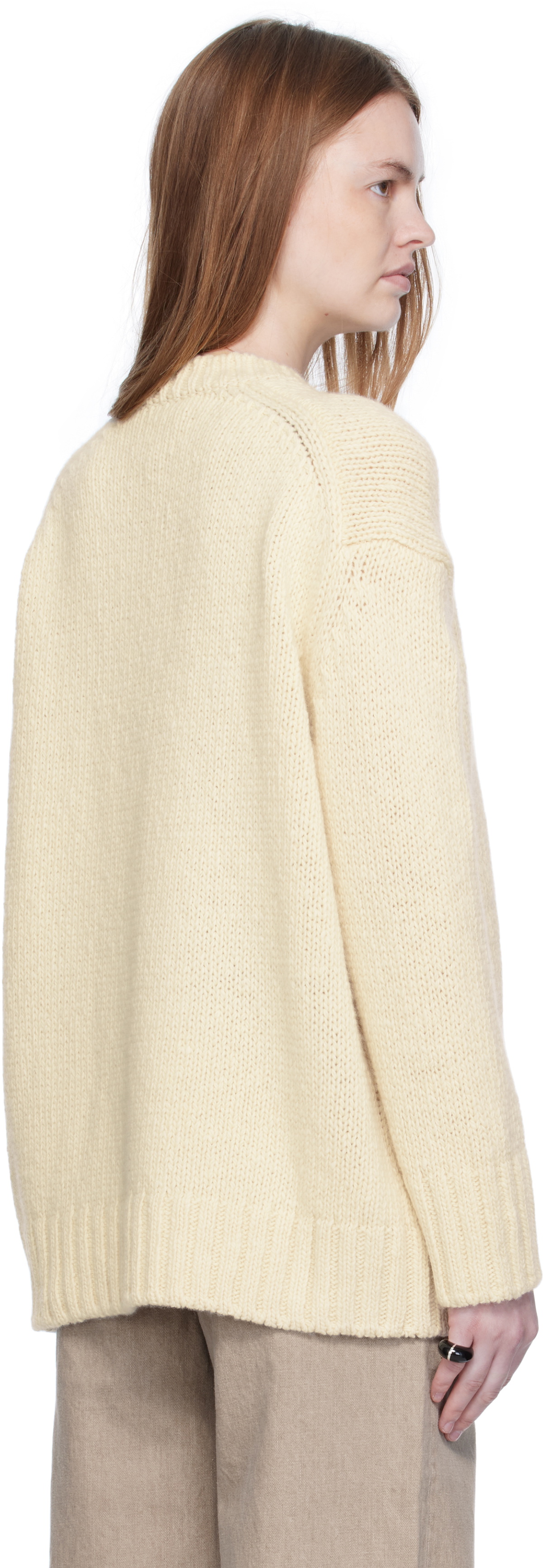 Arch The Off-White Basic Round Neck Knit Sweater
