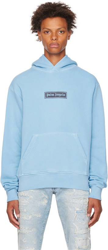 Photo: Palm Angels Blue Garment Dyed Hoodie