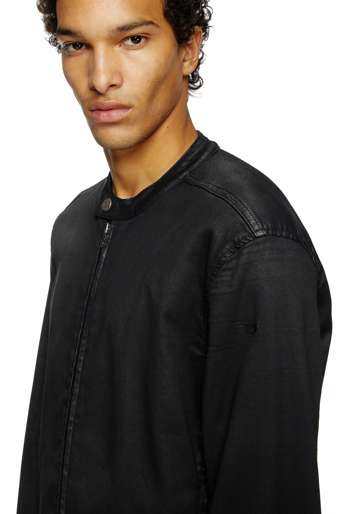 Diesel Moto jacket in coated Jogg Jeans - Denim Jackets Mens