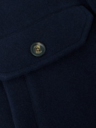 Eleventy - Slim-Fit Ribbed-Knit Trimmed Wool-Blend Bomber Jacket - Blue