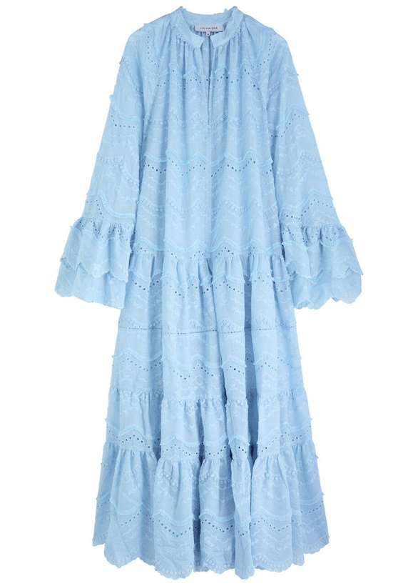Photo: Lug Von Siga Donna Ruffled Cotton-blend Maxi Dress Blue