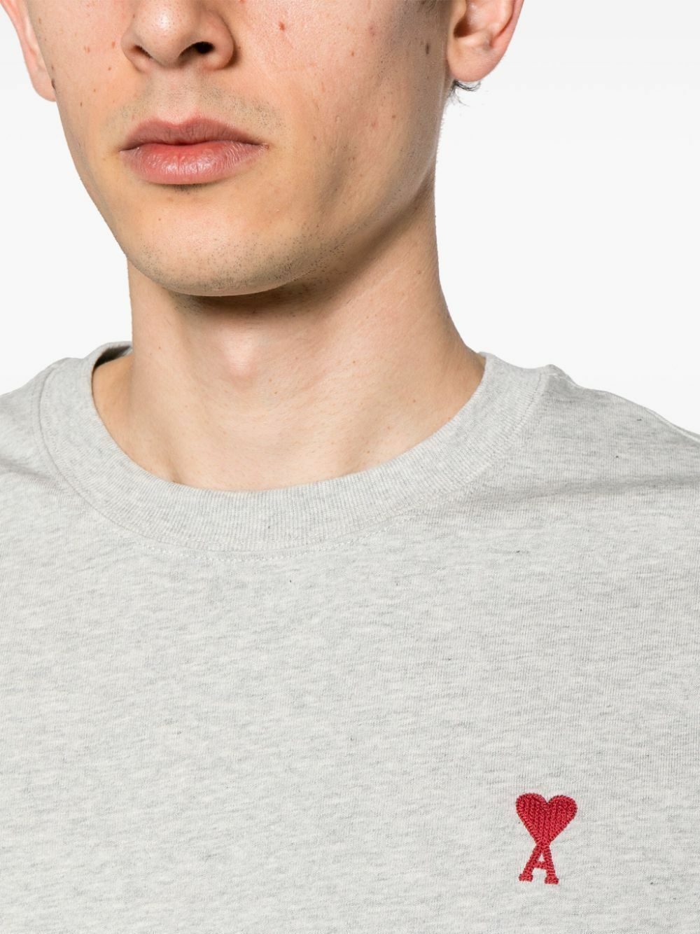 AMI Paris Grey Ami De Couer Organic Cotton T-Shirt