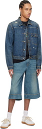 Palm Angels Blue Curved Logo Denim Jacket