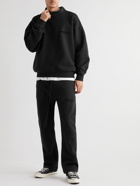 FEAR OF GOD ESSENTIALS - Logo-Flocked Cotton-Blend Jersey Mock-Neck Sweatshirt - Black