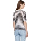 alexanderwang.t Ivory and Navy Striped Cropped T-Shirt