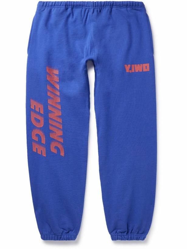 Photo: Y,IWO - Lessons Tapered Logo-Print Cotton-Jersey Sweatpants - Blue