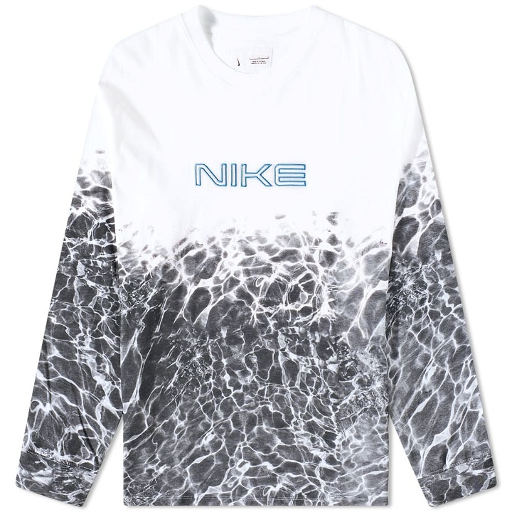 Photo: Nike Men's Long Sleeve Kukini T-Shirt in White/Black/Signal Blue