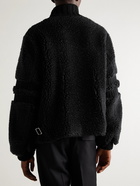 Sacai - Faux Shearling and Ribbed Wool Varsity Jacket - Black