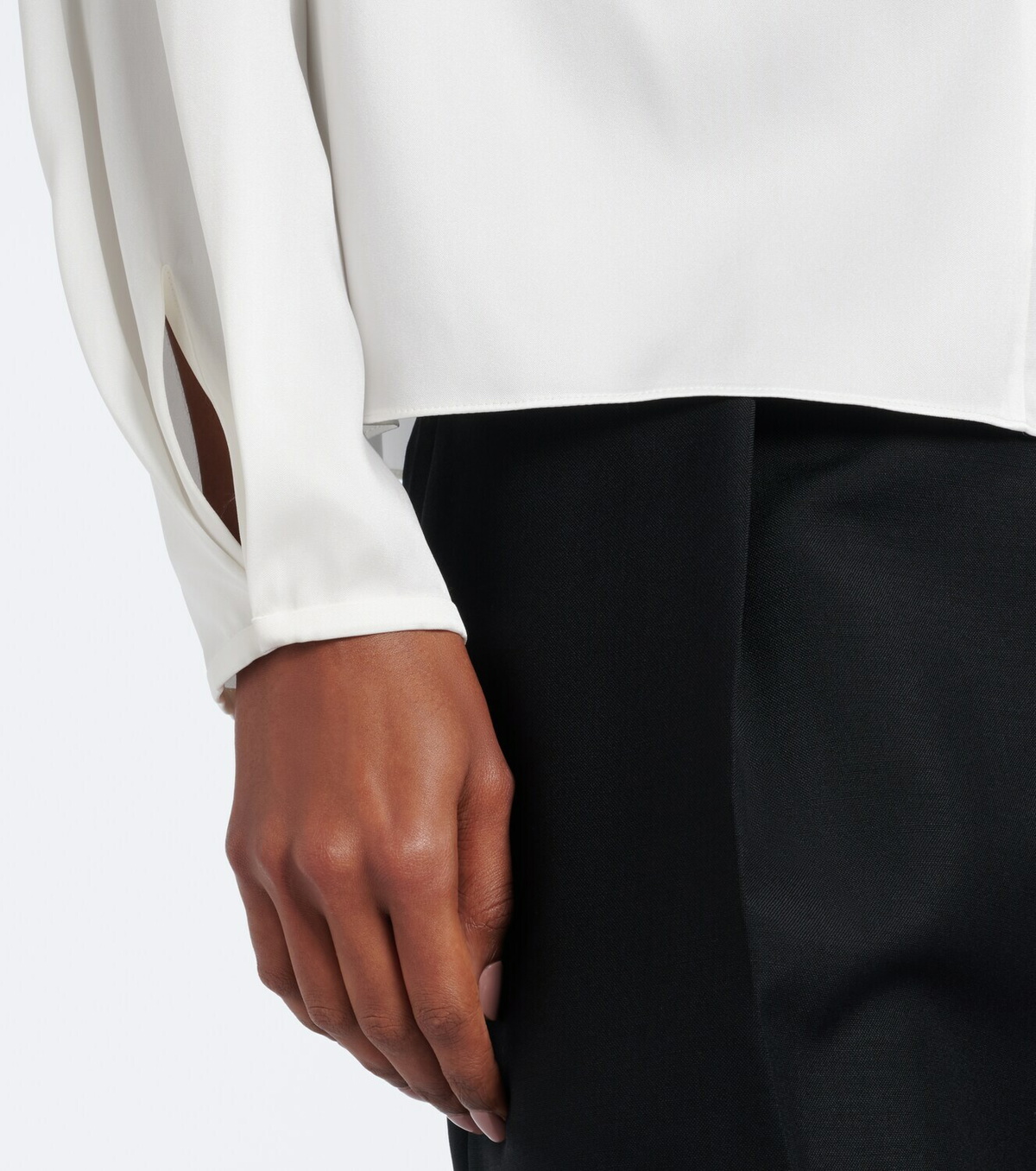 Vince Gathered silk-blend satin blouse