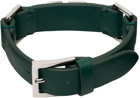 Valentino Garavani Green Leather VLogo Bracelet