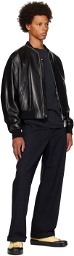 Jil Sander Black Two-Way Leather Jacket