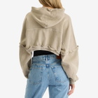 Joah Brown Women's Deconstructed Crop Zip Hoodie in Sand
