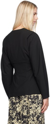 GANNI Black V-Neck Blazer