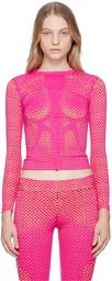 Sinead Gorey Pink Laser-Cut Long Sleeve T-Shirt