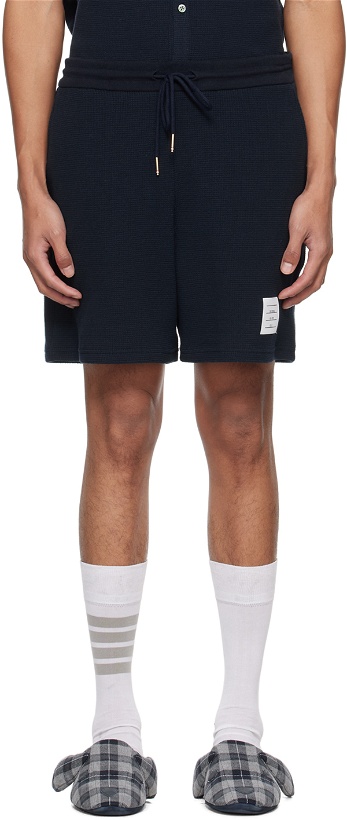 Photo: Thom Browne Navy Textured Shorts