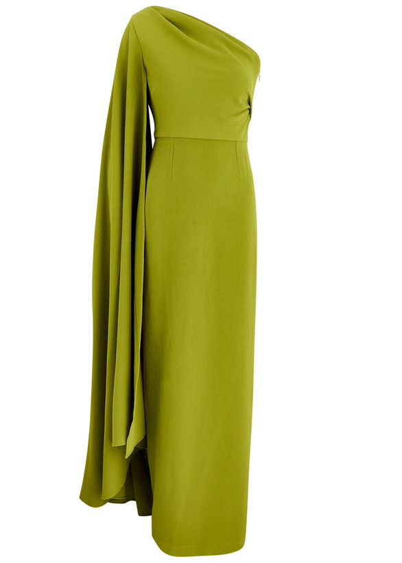 Photo: Solace London Daria Draped One-shoulder Maxi Dress Green