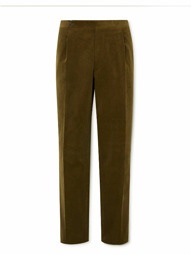Photo: Drake's - Pleated Cotton-Corduroy Suit Trousers - Green