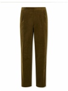 Drake's - Pleated Cotton-Corduroy Suit Trousers - Green