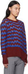 Vivienne Westwood Burgundy & Blue Drunken Chevron Sweater