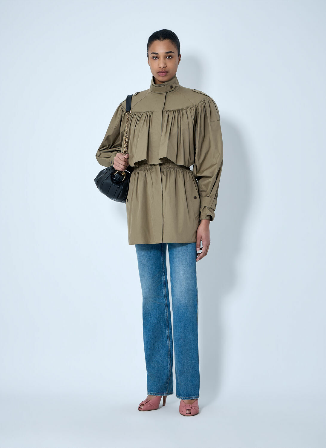 Chloé Gathered High-Collar Jacket